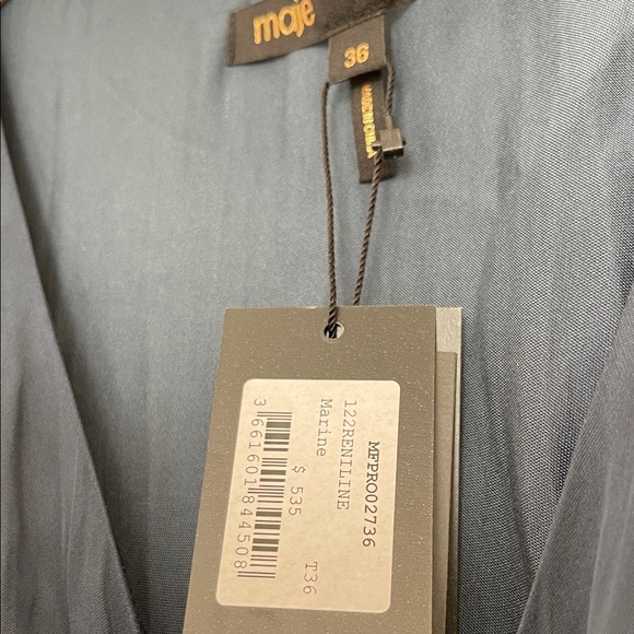 Maje Flowing satin scarf navy dress sz36 - Picture 12 of 12